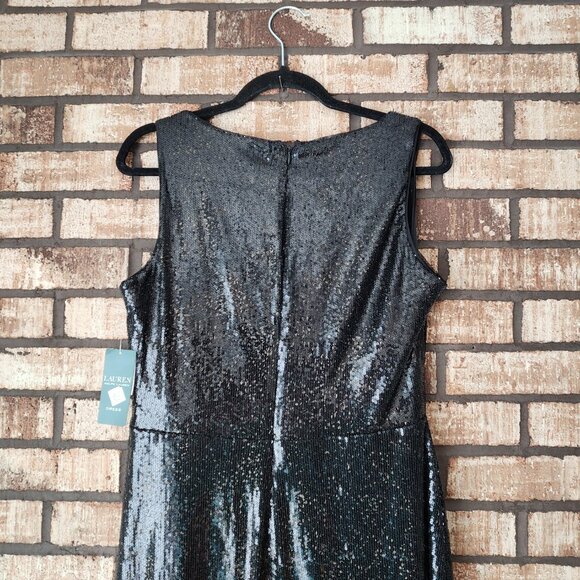 NWT Lauren Ralph Lauren Long Sleeveless Sequin Dress Size 8 - Picture 6 of 11